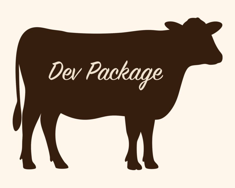 Cow silhouette labeled Dev Package