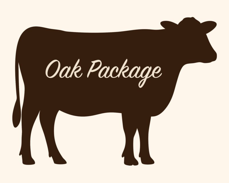 Cow silhouette labeled Oak Package
